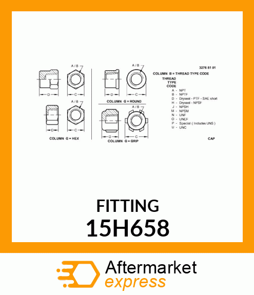 FITTING, PIPE CAP 15H658