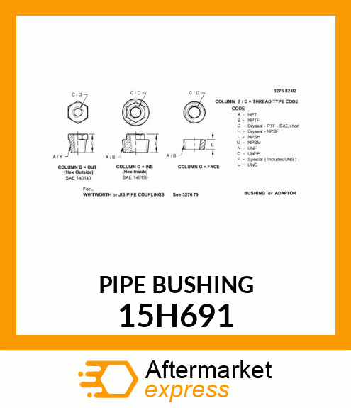 PIPE BUSHING OR ADAPTOR 15H691