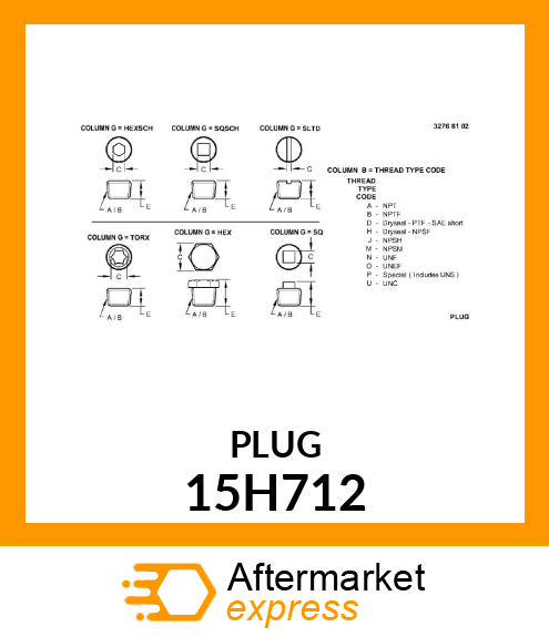 FITTING, PIPE PLUG 15H712