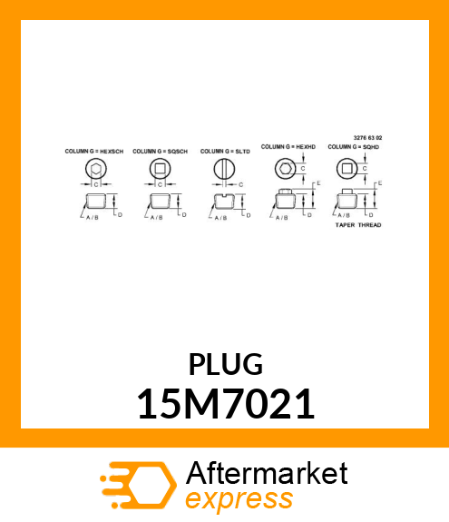 PLUG, DRAIN, METRIC, TAPER THREAD 15M7021