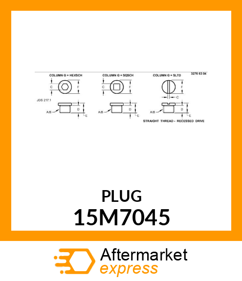 PLUG, DRAIN, METRIC, HEX SOCKET 15M7045