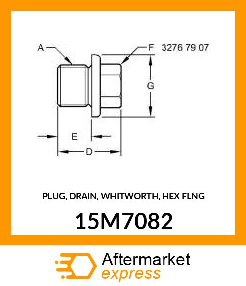 PLUG, DRAIN, WHITWORTH, HEX FLNG 15M7082