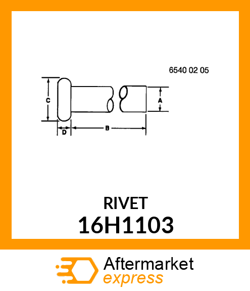 RIVET, SOLID, FLAT HEAD 16H1103