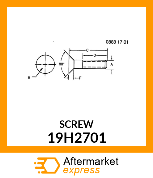 SCREW, SLOTTED FLAT COUNTERSUNK HD 19H2701