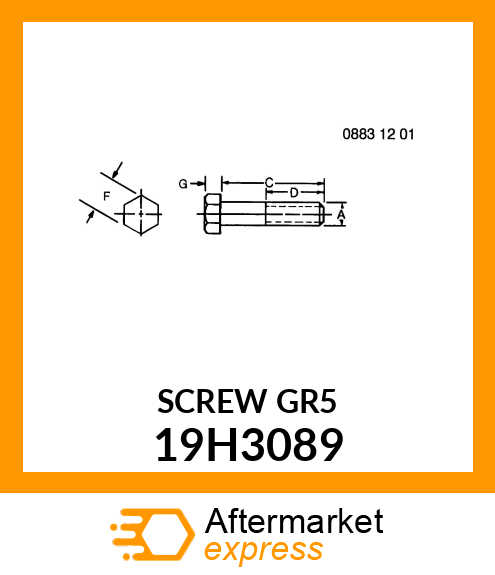 SCREW, HEX HEAD 19H3089