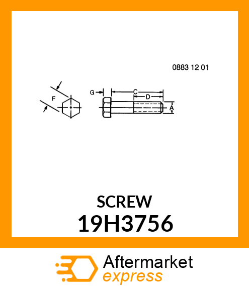 SCREW, HEX HEAD 19H3756