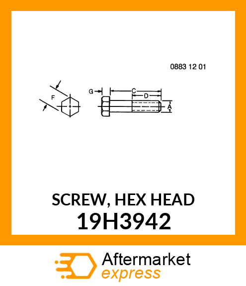 SCREW, HEX HEAD 19H3942