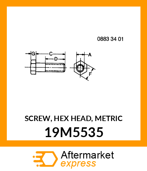 SCREW, HEX HEAD, METRIC 19M5535