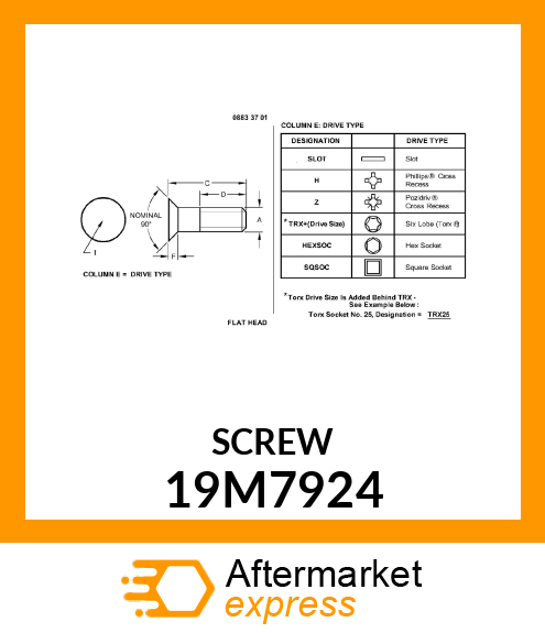 SCREW, HEX FLAT CTSK HEAD, METRIC 19M7924