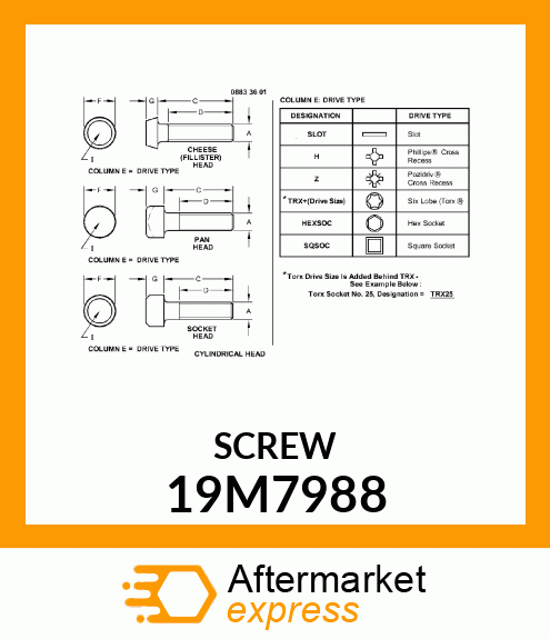 SCREW, HEX SOCKET HEAD, METRIC 19M7988