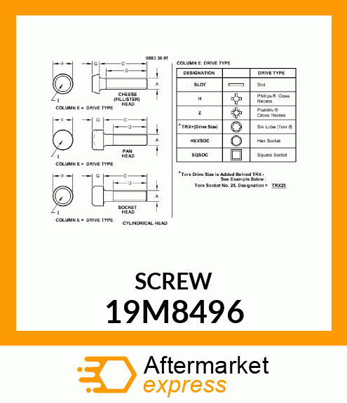 SCREW, HEX SOCKET HEAD, METRIC 19M8496