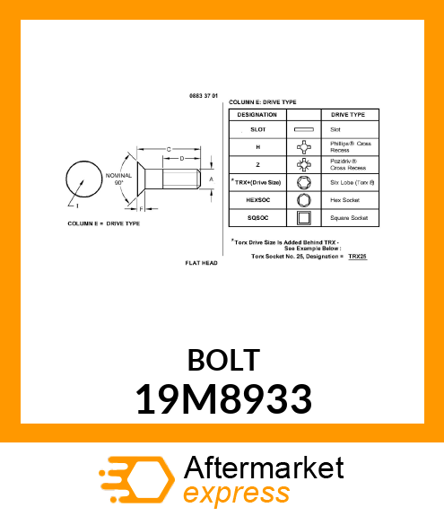 SCREW, SOC FLT CSK HD CAP, METRIC 19M8933