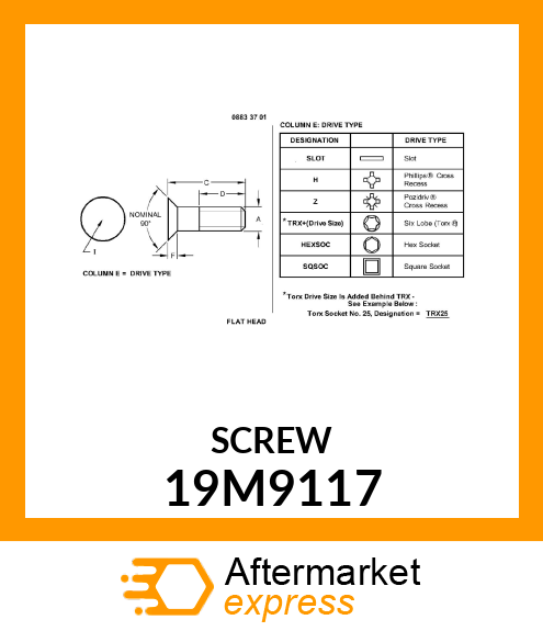 SCREW, HEX FLAT CTSK HEAD, METRIC 19M9117