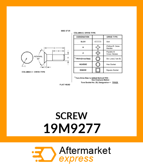 SCREW, HEX FLAT CTSK HEAD, METRIC 19M9277