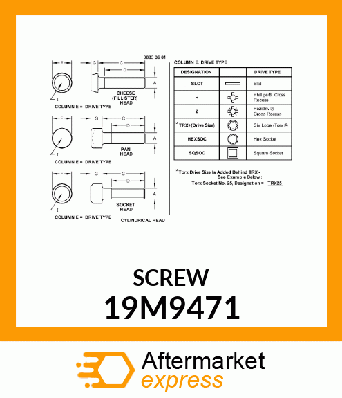 SCREW, HEX SOCKET HEAD, METRIC 19M9471