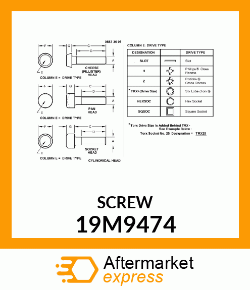 SCREW, HEX SOCKET HEAD, METRIC 19M9474