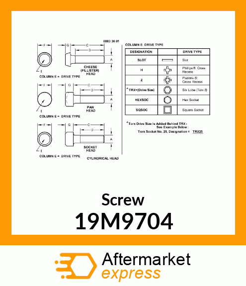 SCREW, HEX SOCKET HEAD, METRIC 19M9704