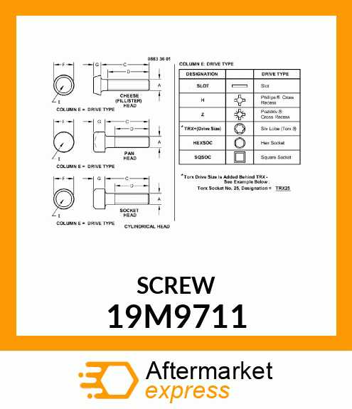 SCREW, HEX SOCKET HEAD, METRIC 19M9711