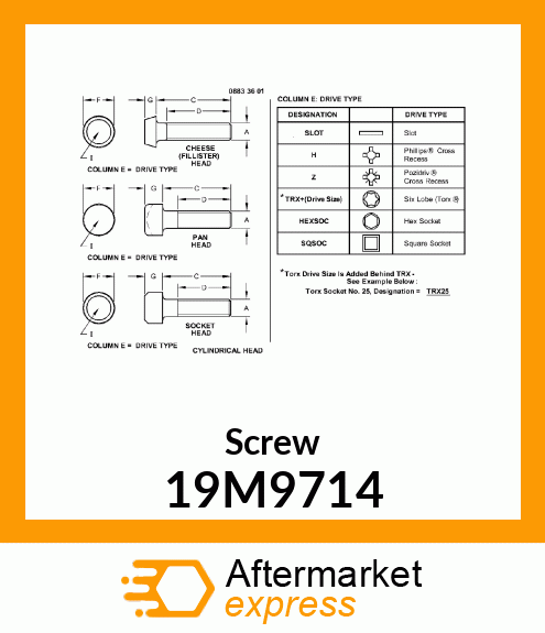 SCREW, HEX SOCKET HEAD, METRIC 19M9714