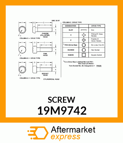 SCREW, HEX SOCKET HEAD, METRIC 19M9742