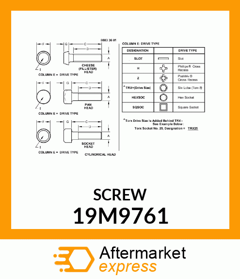 SCREW, HEX SOCKET HEAD, METRIC 19M9761