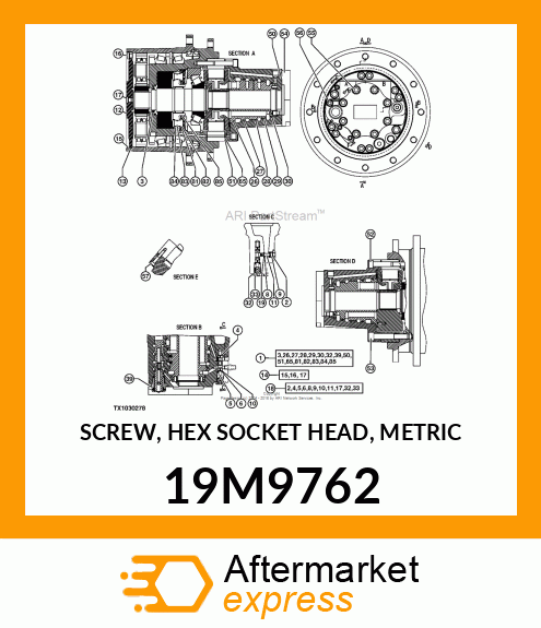 SCREW, HEX SOCKET HEAD, METRIC 19M9762