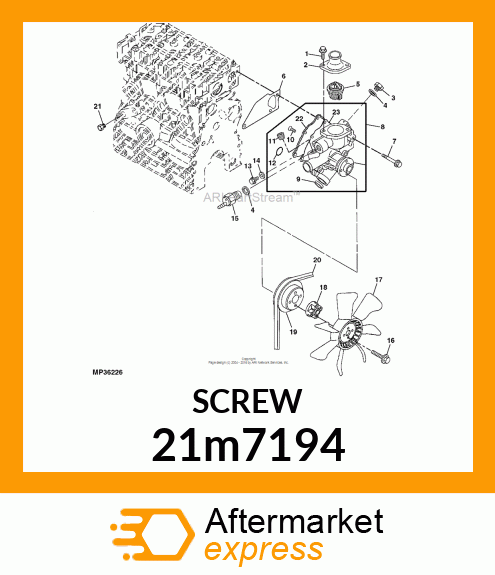 SCREW, SLTD FLAT CTSK HEAD, METRIC 21m7194