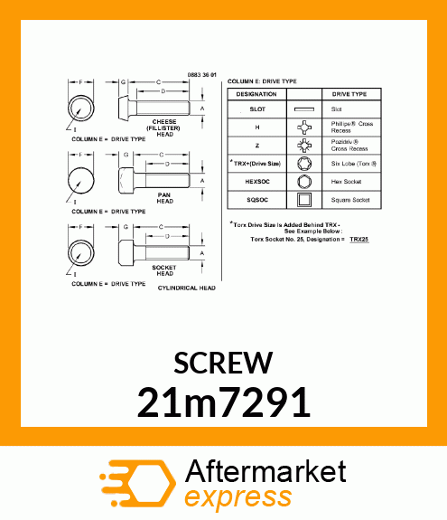 SCREW, CR PAN HEAD, METRIC 21m7291