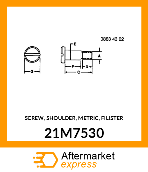 SCREW, SHOULDER, METRIC, FILISTER 21M7530