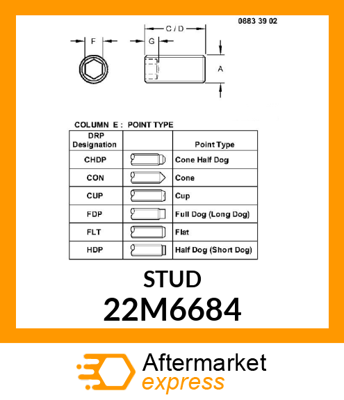 SCREW, SET, METRIC, HEX SKT HDLS 22M6684