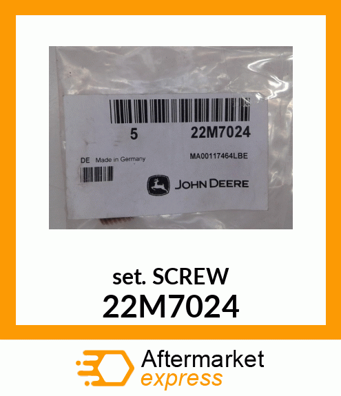 SCREW, SET, METRIC, HEX SKT HDLS 22M7024