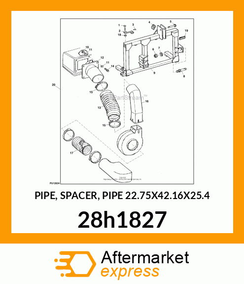 PIPE, SPACER, PIPE 22.75X42.16X25.4 28h1827