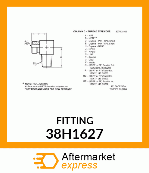 JDS38.6 CONN 90DEG ORFS ELBXPIPE 38H1627