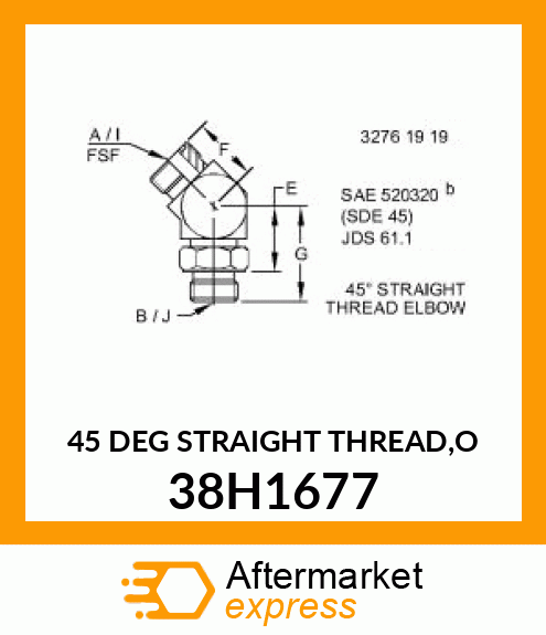 45 DEG STRAIGHT THREAD,O 38H1677