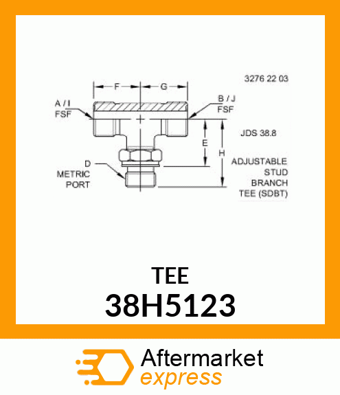 ADJ STUD BRANCH TEE (SDBT), ORFS 38H5123