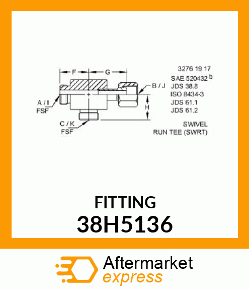 SWIVEL RUN TEE (SWRT), ORFS 38H5136