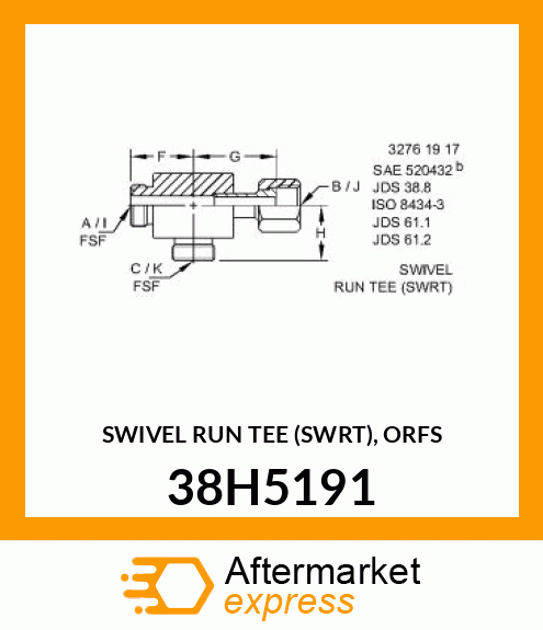 SWIVEL RUN TEE (SWRT), ORFS 38H5191