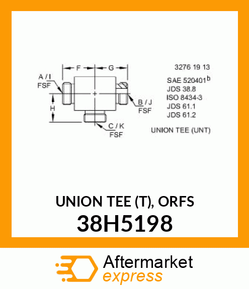 UNION TEE (T), ORFS 38H5198