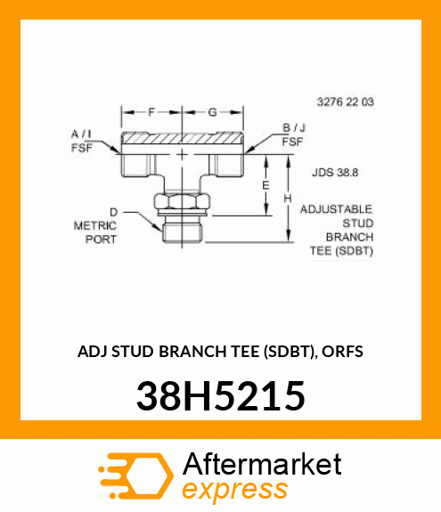 ADJ STUD BRANCH TEE (SDBT), ORFS 38H5215