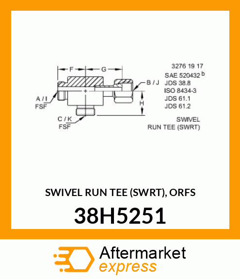 SWIVEL RUN TEE (SWRT), ORFS 38H5251