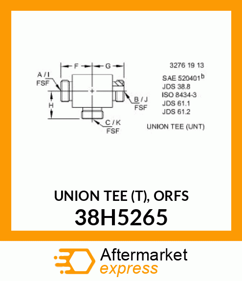 UNION TEE (T), ORFS 38H5265