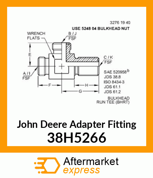 BULKHEAD RUN TEE (BHRT), ORFS 38H5266