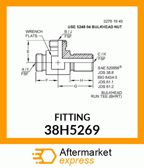 BULKHEAD RUN TEE (BHRT), ORFS 38H5269