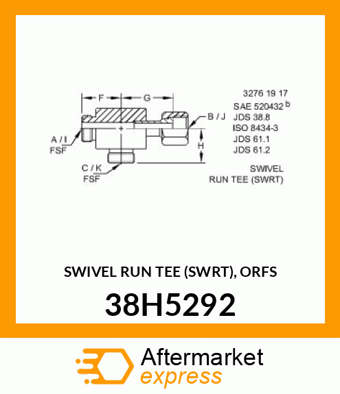 SWIVEL RUN TEE (SWRT), ORFS 38H5292