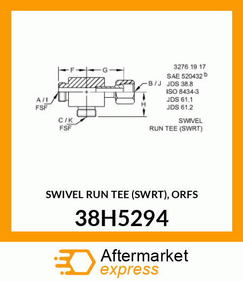 SWIVEL RUN TEE (SWRT), ORFS 38H5294