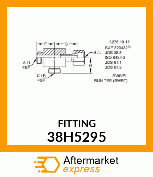 SWIVEL RUN TEE (SWRT), ORFS 38H5295