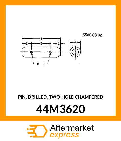 PIN, DRILLED, TWO HOLE CHAMFERED 44M3620