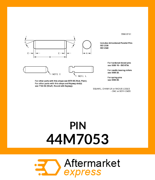 PIN, STRAIGHT, CHAMFERED ENDS 44M7053