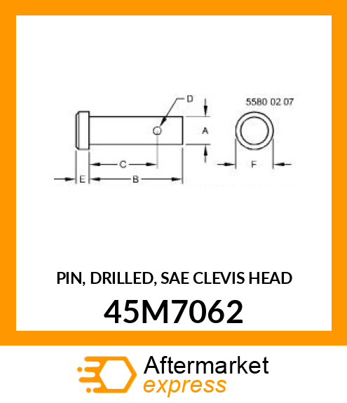 PIN, DRILLED, SAE CLEVIS HEAD 45M7062