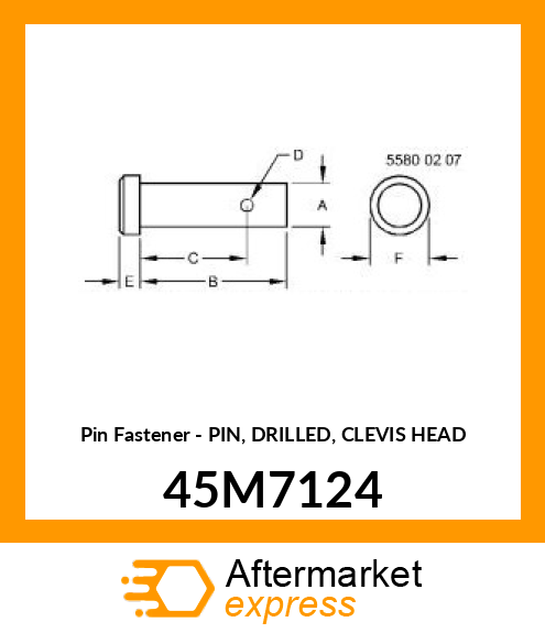 PIN, DRILLED, CLEVIS HEAD 45M7124